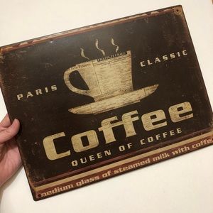 Metal Paris France coffee cafe wall decor art sign